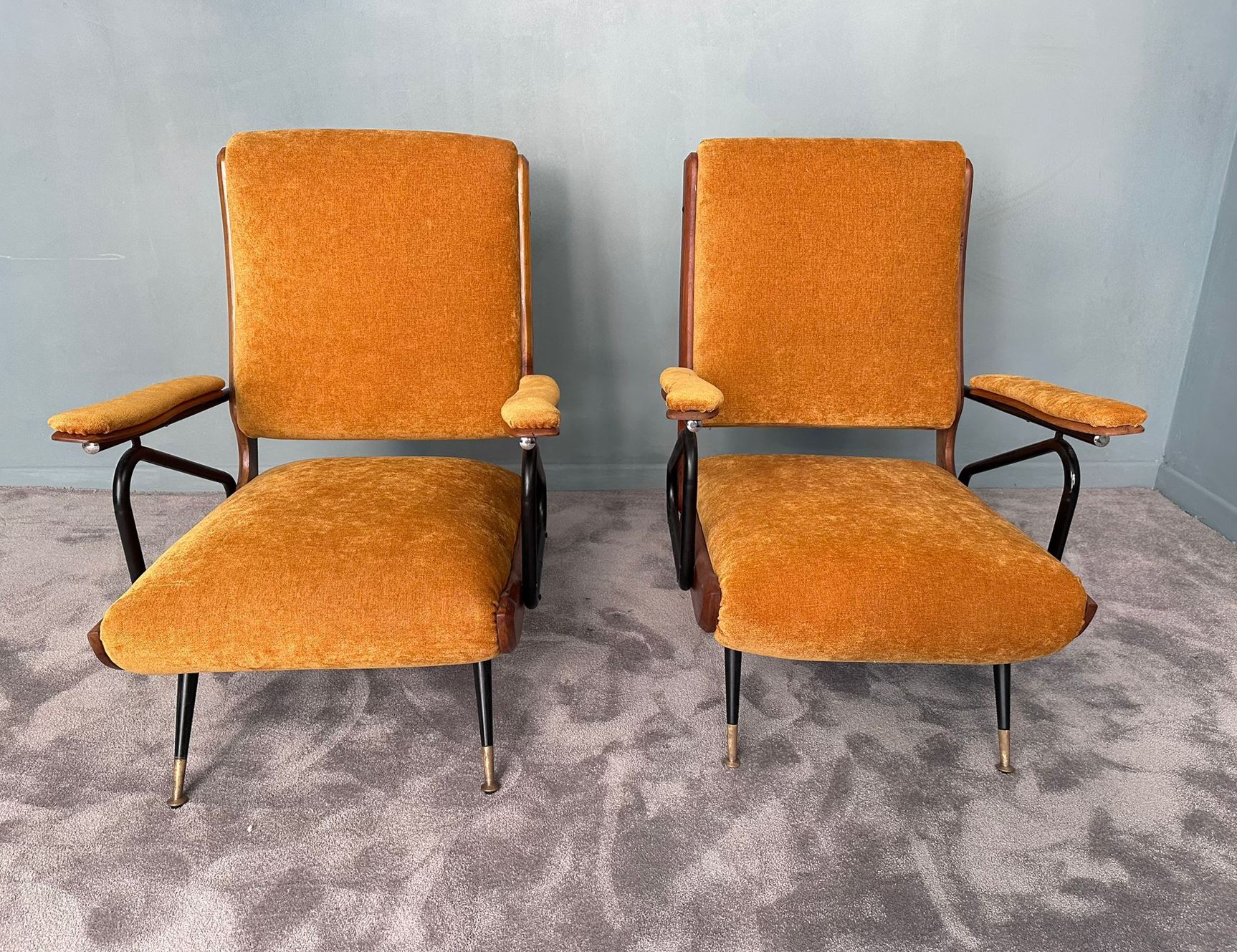coppia di poltrone reclinabili anni 50
