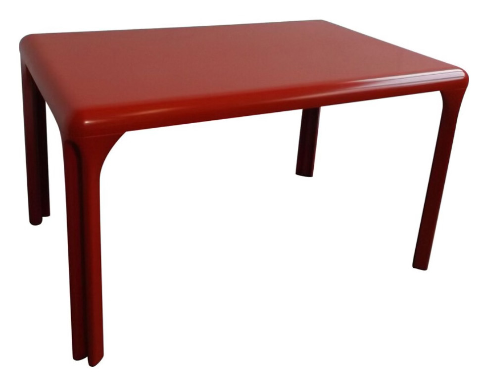 tavoli rossi e bianchi di vico magistretti per Artemide
