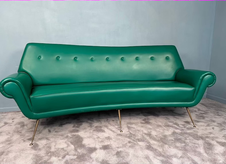 divano pelle verde anni’50