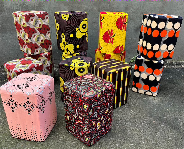 poufs con tessuti africani