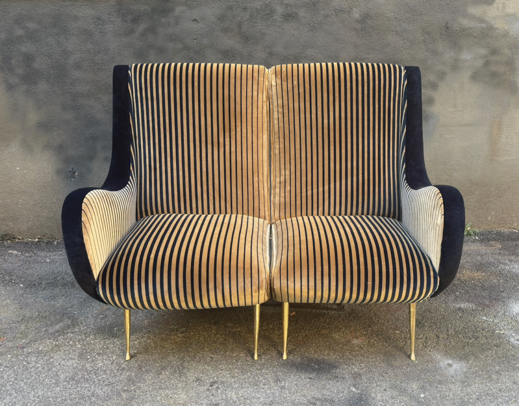 divano vintage velluto a righe